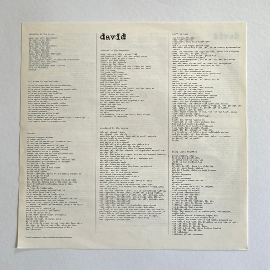 David + David – Boomtown LP mit OIS und Beiblatt (VG)