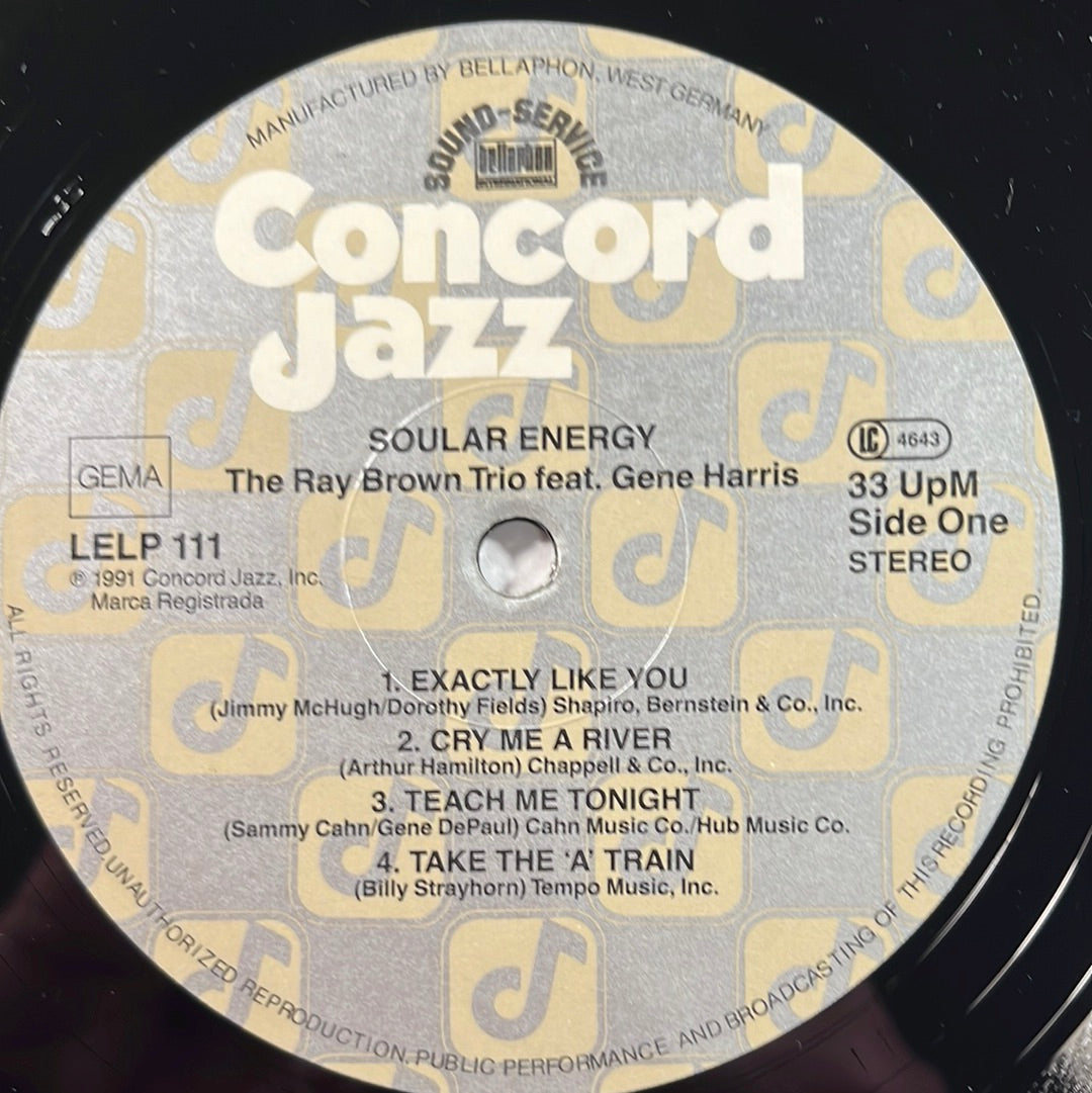 The Ray Brown Trio Featuring Gene Harris – Soular Energy LP (VG+)