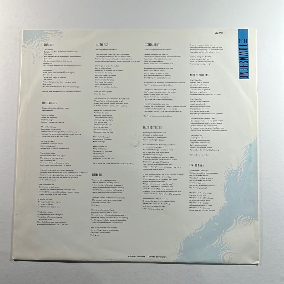 Pete Townshend – White City (A Novel) LP mit OIS (VG+)