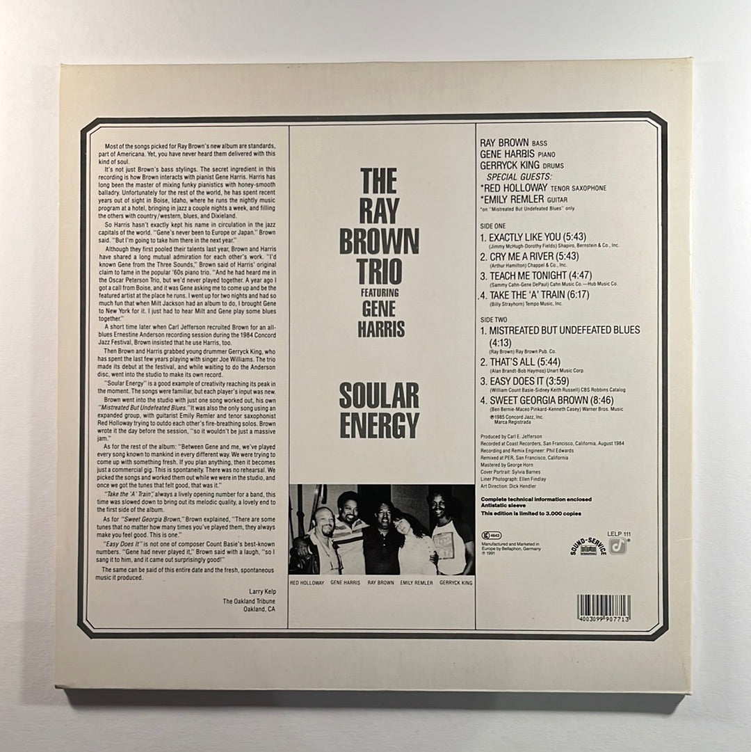 The Ray Brown Trio Featuring Gene Harris – Soular Energy LP (VG+)