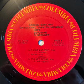 Carlos Santana & Mahavishnu John McLaughlin ‎– Love Devotion Surrender LP (NM)