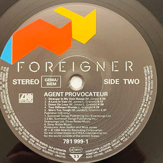 Foreigner ‎– Agent Provocateur LP mit OIS mit Beiblatt (VG+)