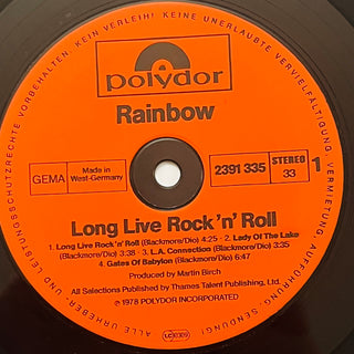 Rainbow ‎– Long Live Rock 'N' Roll LP mit OIS (VG+)