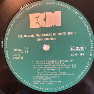 John Surman ‎– The Amazing Adventures Of Simon Simon LP (VG+)