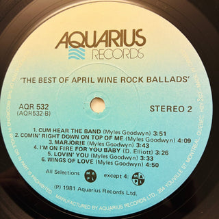 April Wine ‎– The Best Of April Wine Rock Ballads LP (VG+) - schallplattenparadis