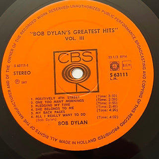 Bob Dylan ‎– Bob Dylan's Greatest Hits Vol.III LP (VG+) - schallplattenparadis