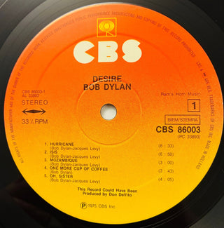 Bob Dylan ‎– Desire LP mit OIS und Beiblatt (NM) - schallplattenparadis