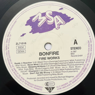 Bonfire ‎– Fire Works LP mit OIS (VG) - schallplattenparadis