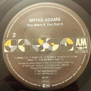 Bryan Adams – You Want It, You Got It LP (NM) - schallplattenparadis