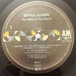 Bryan Adams – You Want It, You Got It LP (NM) - schallplattenparadis