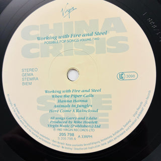 China Crisis ‎– Working With Fire And Steel (Possible Pop Songs Volume Two) LP mit OIS (VG+) - schallplattenparadis