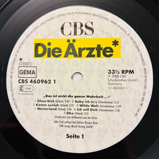 Die Ärzte ‎– Das Ist Nicht Die Ganze Wahrheit... LP mit OIS (NM) - schallplattenparadis