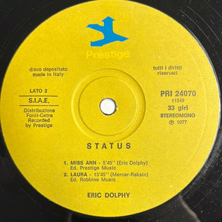 Eric Dolphy ‎– Status LP (VG+) - schallplattenparadis