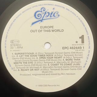 Europe ‎– Out Of This World LP mit OIS (NM) - schallplattenparadis