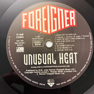 Foreigner ‎– Unusual Heat LP mit OIS (NM) - schallplattenparadis