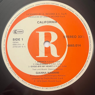 Gianna Nannini ‎– California LP mit OIS (NM) - schallplattenparadis