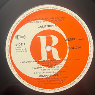 Gianna Nannini ‎– California LP mit OIS (NM) - schallplattenparadis