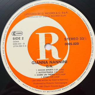 Gianna Nannini ‎– G.N. LP (NM) - schallplattenparadis