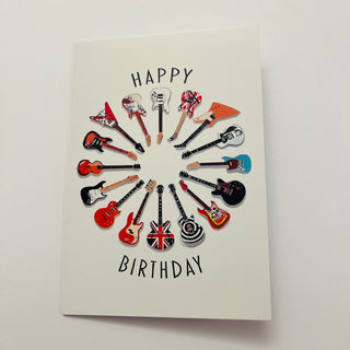 Grußkarte mit Kuvert - „Happy Birthday - Gitarren im Kreis“ - schallplattenparadis