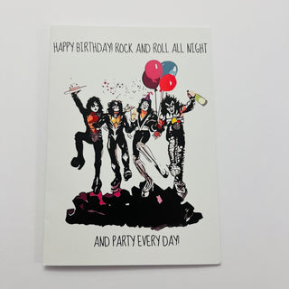 Grußkarte mit Kuvert - "Happy Birthday - KISS - Rock and Roll all Night and Party Every Day!" - schallplattenparadis