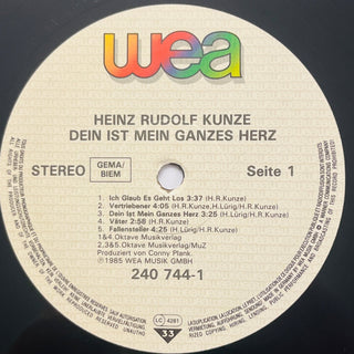 Heinz Rudolf Kunze ‎– Dein Ist Mein Ganzes Herz LP mit OIS (NM) - schallplattenparadis