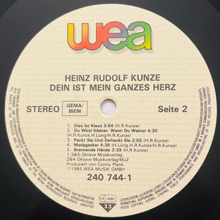 Heinz Rudolf Kunze ‎– Dein Ist Mein Ganzes Herz LP mit OIS (NM) - schallplattenparadis