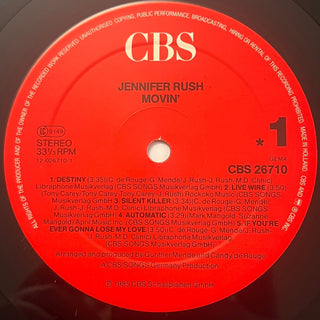 Jennifer Rush – Movin' LP mit OIS (NM) - schallplattenparadis