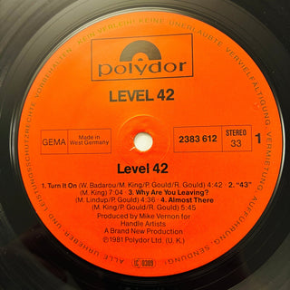 Level 42 ‎– Level 42 LP mit OIS (NM) - schallplattenparadis