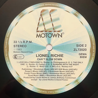 Lionel Richie ‎– Can't Slow Down LP mit OIS (VG+) - schallplattenparadis