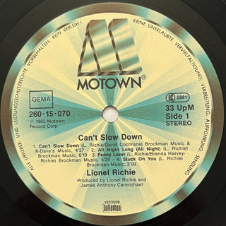 Lionel Richie ‎– Can't Slow Down LP mit OIS (VG+) - schallplattenparadis