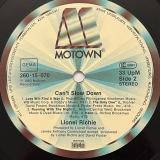 Lionel Richie ‎– Can't Slow Down LP mit OIS (VG+) - schallplattenparadis