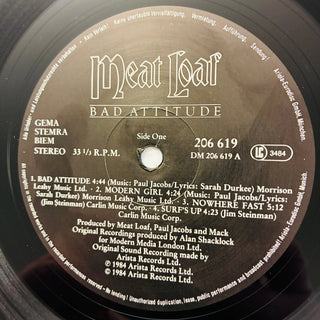 Meat Loaf ‎– Bad Attitude LP mit OIS (VG+) - schallplattenparadis