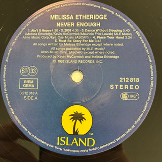 Melissa Etheridge ‎– Never Enough LP mit OIS (NM) - schallplattenparadis