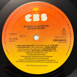 Men At Work ‎– Business As Usual LP mit OIS (NM) - schallplattenparadis