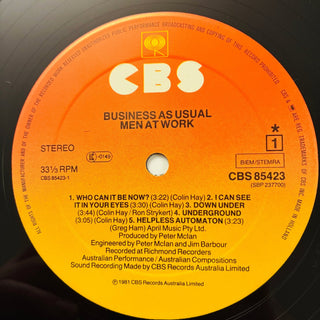 Men At Work ‎– Business As Usual LP mit OIS (NM) - schallplattenparadis