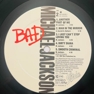 Michael Jackson ‎– Bad LP (VG+) - schallplattenparadis