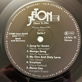 Monty Alexander ‎– Solo LP (NM) - schallplattenparadis