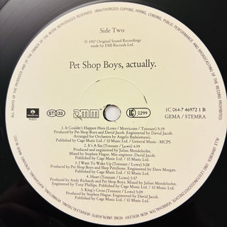 Pet Shop Boys ‎– Actually LP mit OIS (NM) - schallplattenparadis