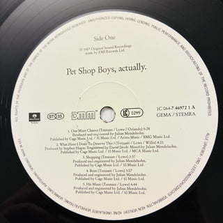 Pet Shop Boys ‎– Actually LP mit OIS (NM) - schallplattenparadis