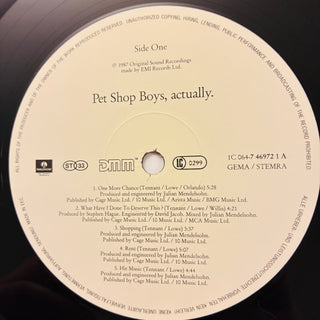 Pet Shop Boys – Actually LP mit OIS (VG+) - schallplattenparadis