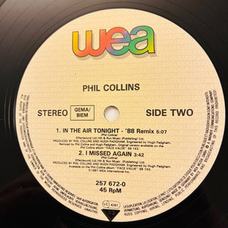 Phil Collins – In The Air Tonight (88' Remix) And (Extended Version) LP (VG+) - schallplattenparadis