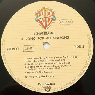 Renaissance ‎– A Song For All Seasons LP mit OIS (VG+) - schallplattenparadis