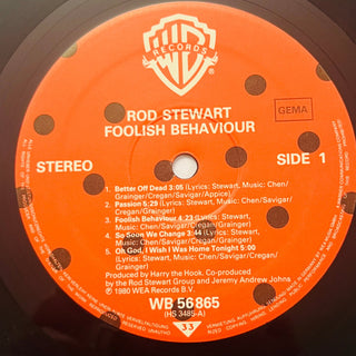Rod Stewart – Foolish Behaviour LP mit OIS und Poster (NM) - schallplattenparadis