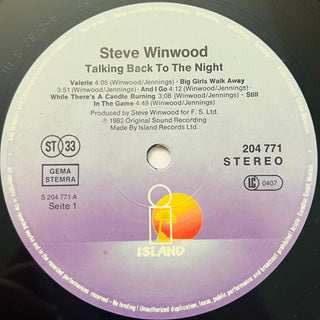 Steve Winwood – Talking Back To The Night LP (VG+) - schallplattenparadis