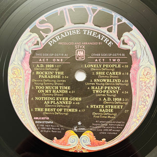 Styx ‎– Paradise Theatre - Laser Etched LP (NM) - schallplattenparadis