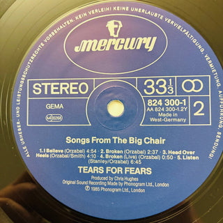 Tears For Fears ‎– Songs From The Big Chair LP mit OIS (VG+) - schallplattenparadis
