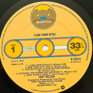 Tony Wilson ‎– I Like Your Style LP (NM) - schallplattenparadis