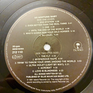 U2 – Achtung Baby LP mit OIS und Beiblatt (VG+) - schallplattenparadis
