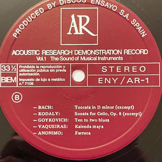 Various ‎– Acoustic Research Demonstration Record The Sound Of Musical Instruments LP mit OIS (VG+) - schallplattenparadis