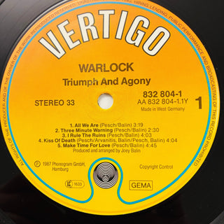 Warlock ‎– Triumph And Agony LP mit OIS (VG+) - schallplattenparadis